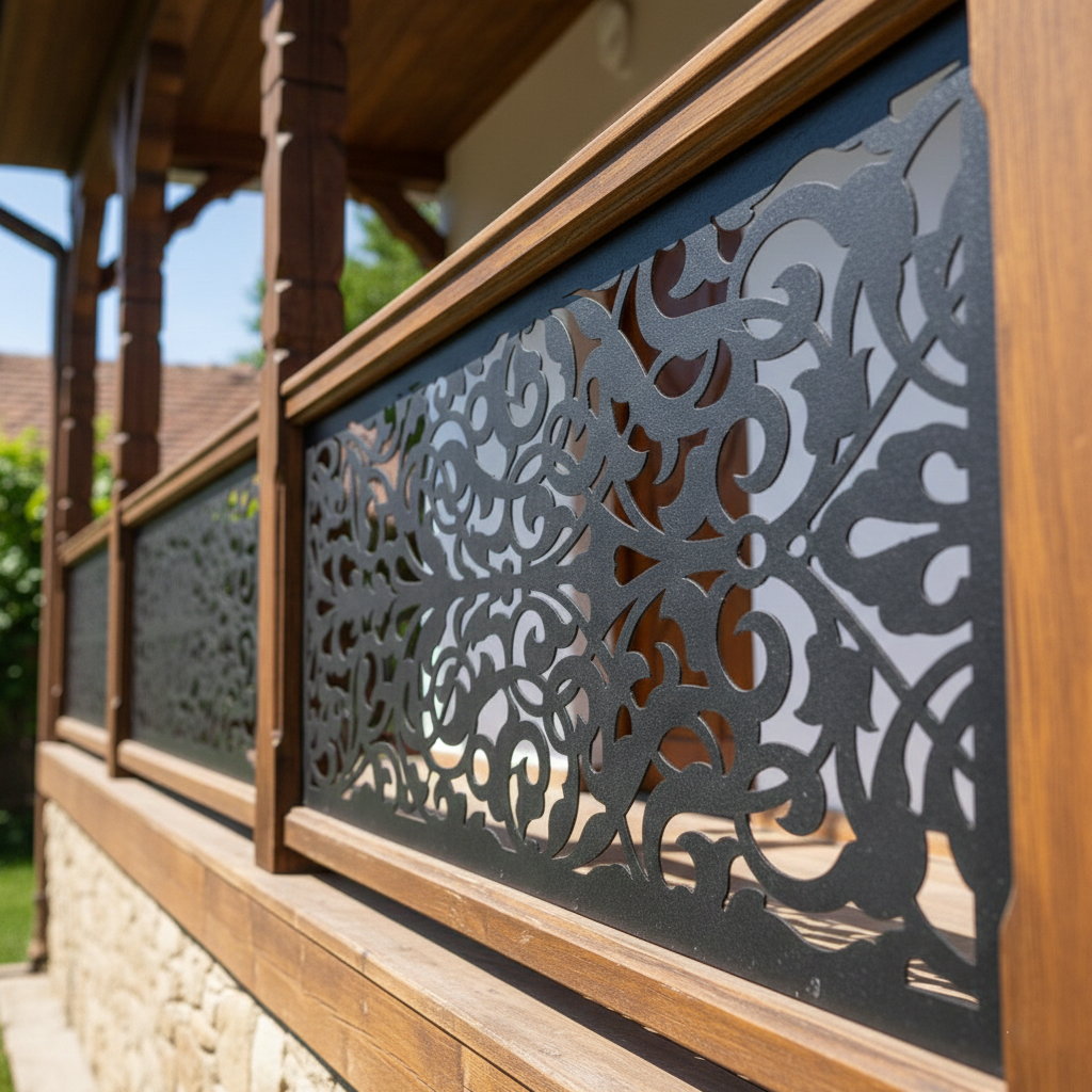 Balustrada terasa |metal| lemn| balcon scari | moderna interior | exterior Tia