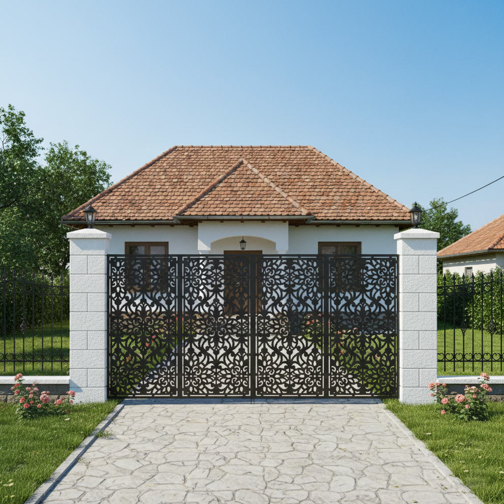 Poarta Metalica acces Auto debitata Laser cu Modele, Flora