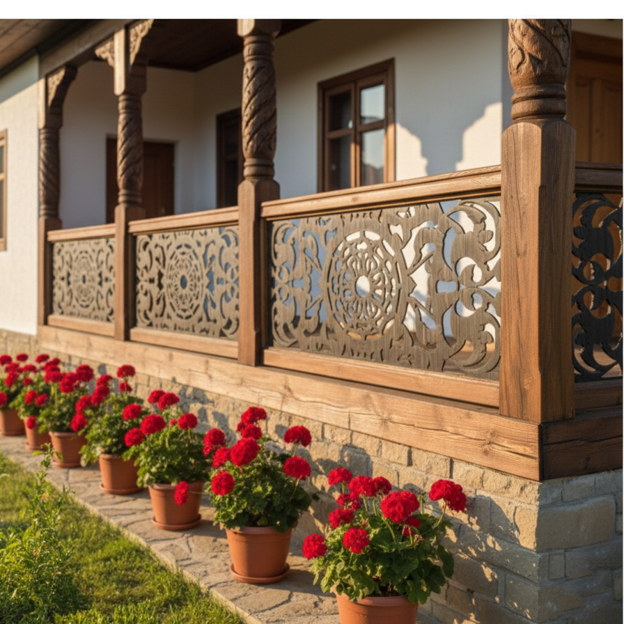 Balustrada cerdac custom| gard de lemn|foisor| terase | elementi lemn cu modele