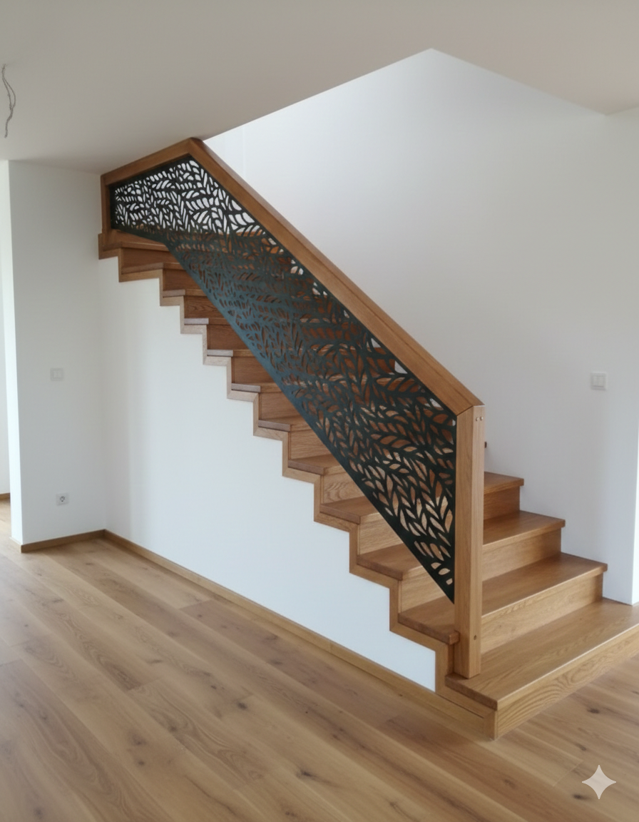 Balustrada terasa |metal| lemn| balcon scari | moderna interior | petal