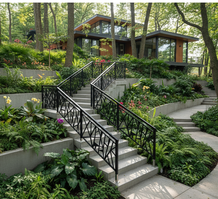 Balustrada terasa |metal| balcon scari | moderna interior | exterior |abstract simplu