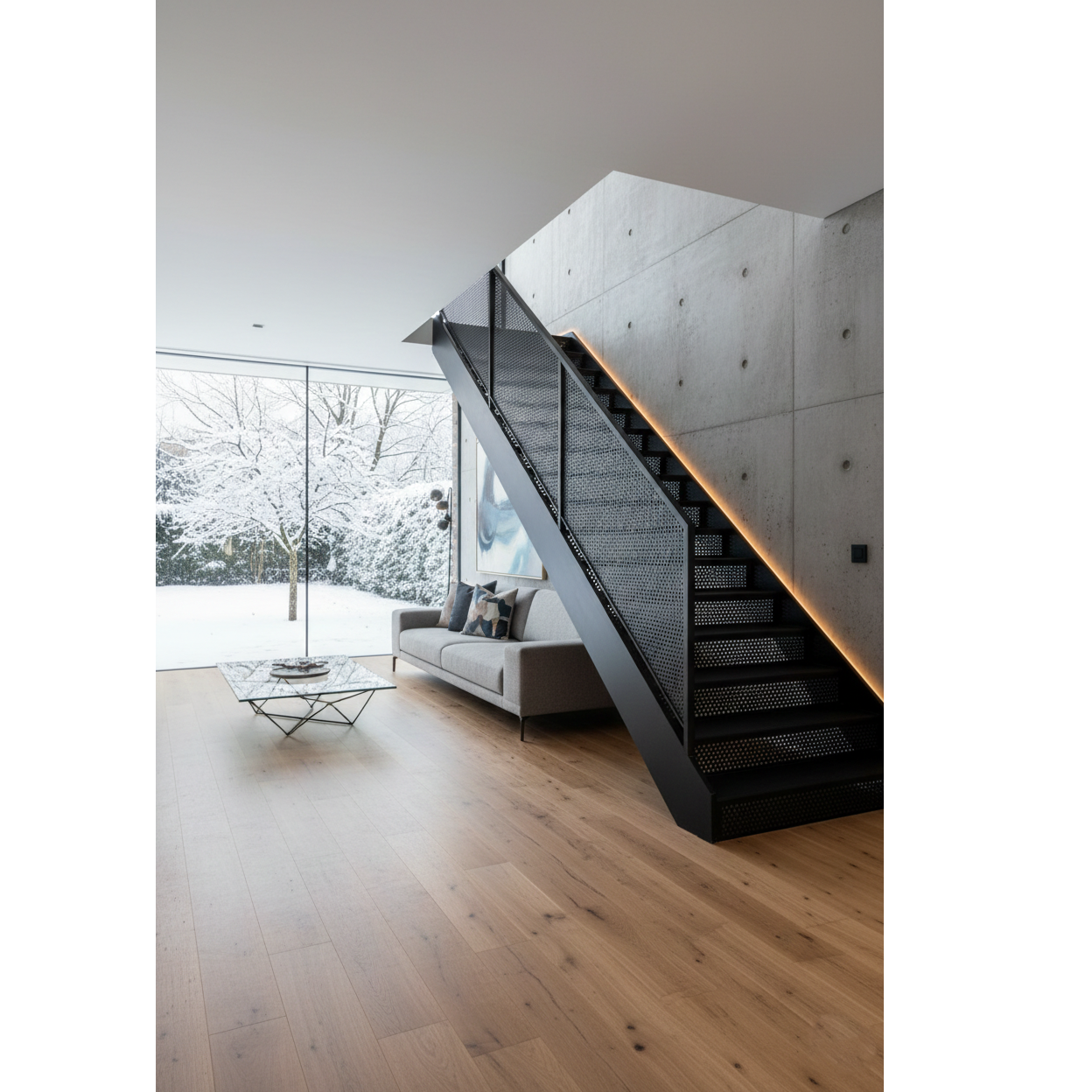 Scari interioare cu trepte metal pe structura metalica Matrix