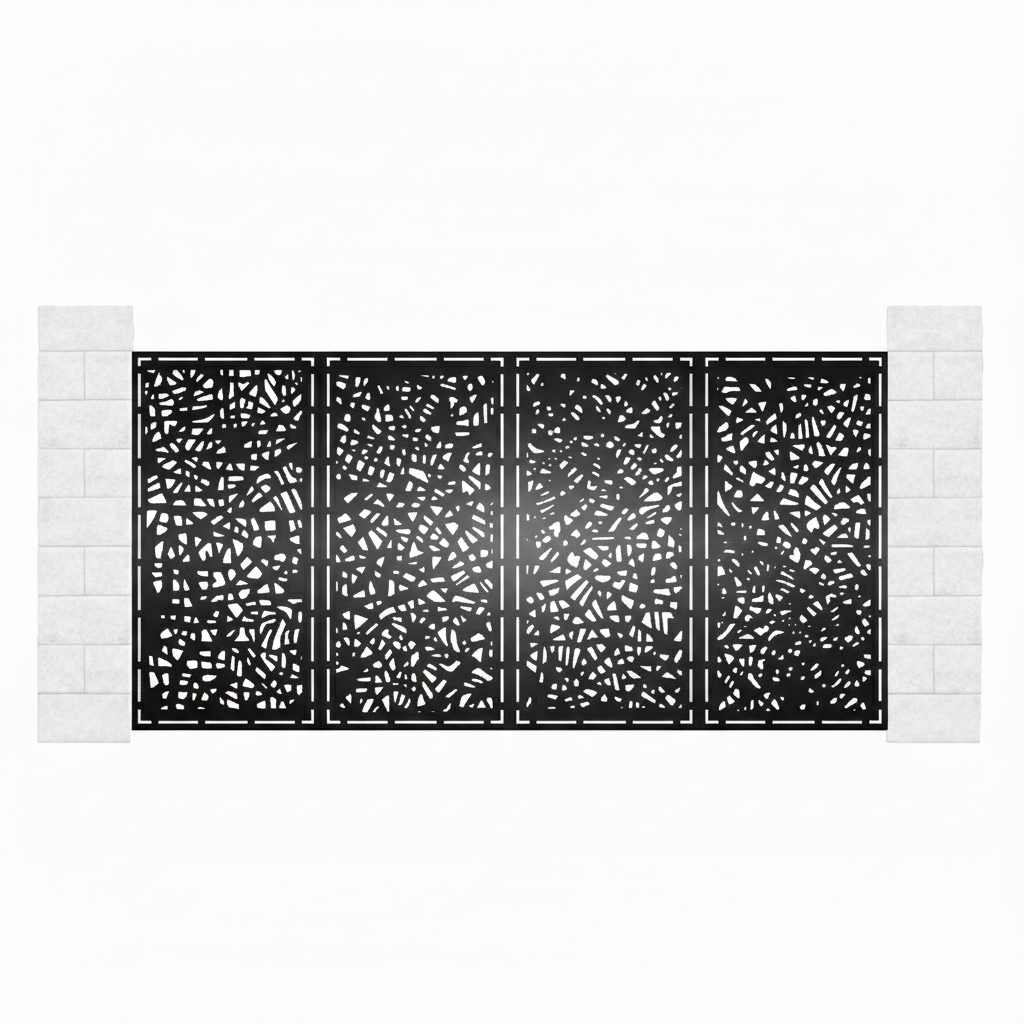 Poarta Metalica acces Auto debitata Laser cu Modele, Voronoi