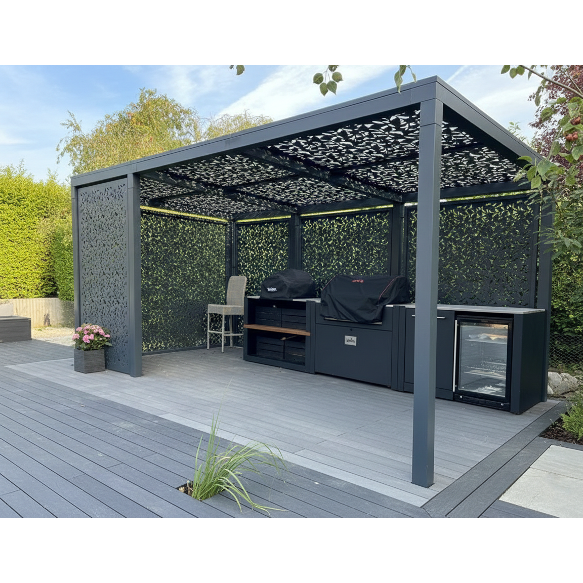 Pergola metalica |foisor|structura metal pavilion de gradina |panouri debitate cnc