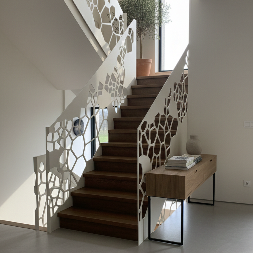 Balustrada terasa |metal| balcon scari | moderna interior | exterior | model fagure |alb
