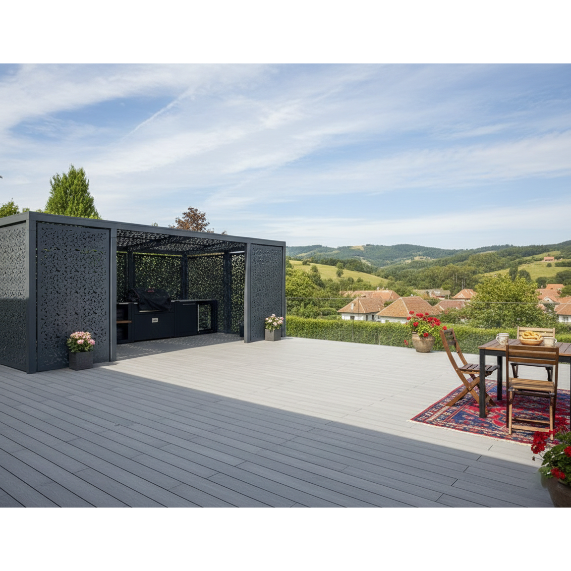 Pergola metalica |foisor|structura metal pavilion de gradina |panouri debitate cnc