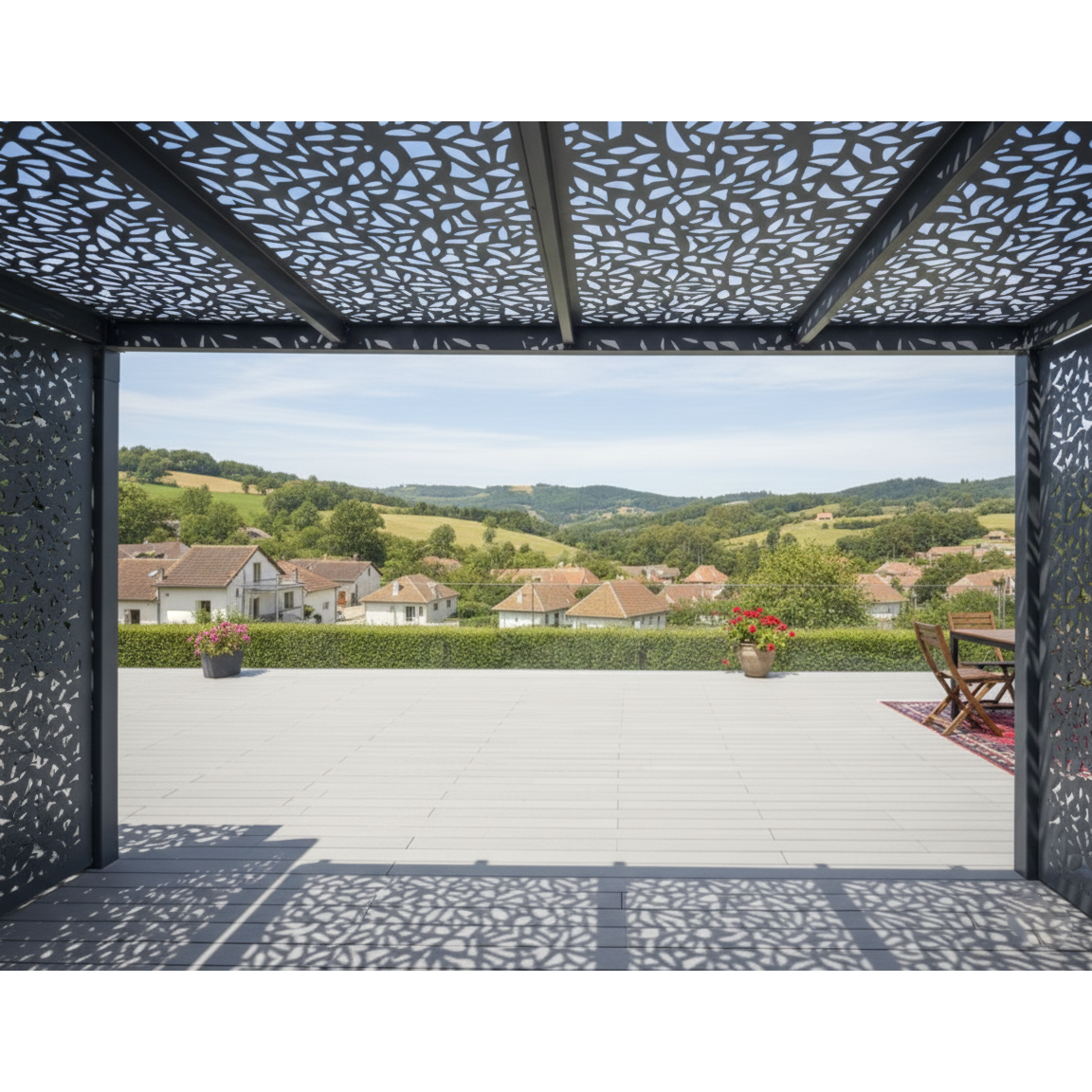 Pergola metalica |foisor|structura metal pavilion de gradina |panouri debitate cnc