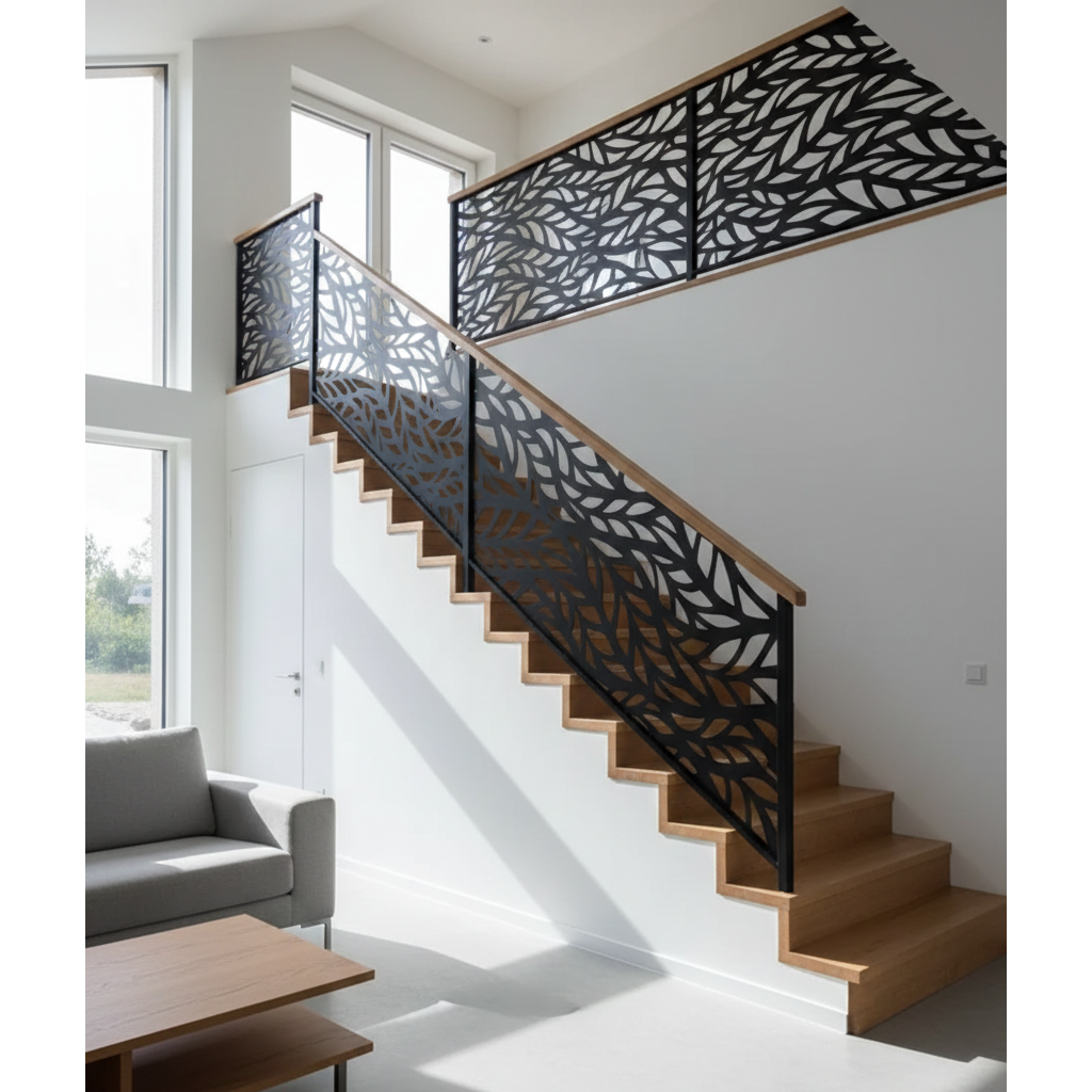 Balustrada terasa |metal| lemn| balcon scari | moderna interior | petal