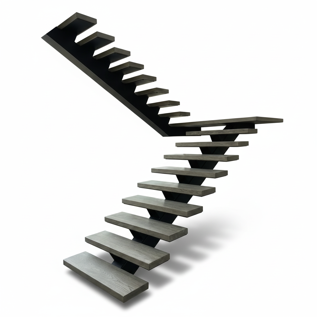 Scari interioare cu trepte lemn pe structura metalica Laris