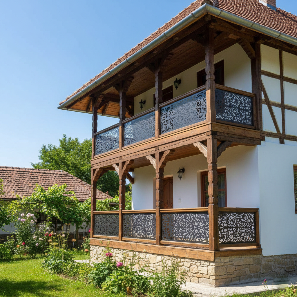 Balustrada terasa |metal| lemn| balcon scari | moderna interior | exterior Tia