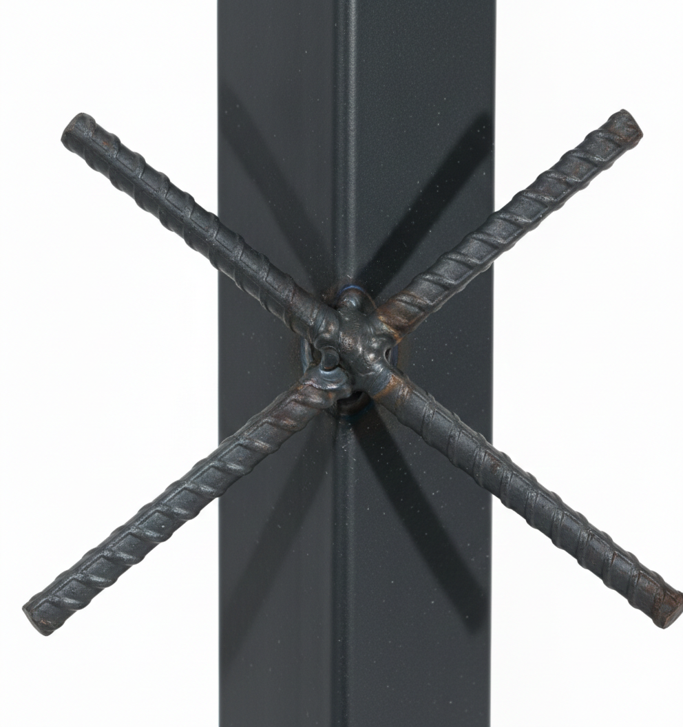 Stalp metalic gard | suport poarta | grosime 2mm | patrat| mustata pentru stabilitate