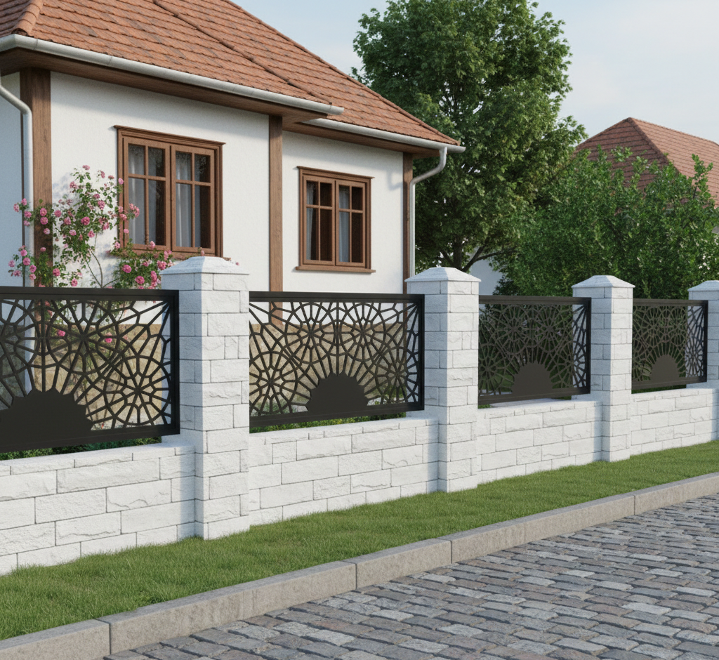 Panou de Gard Metalic debitat Laser cu modele, Bastion