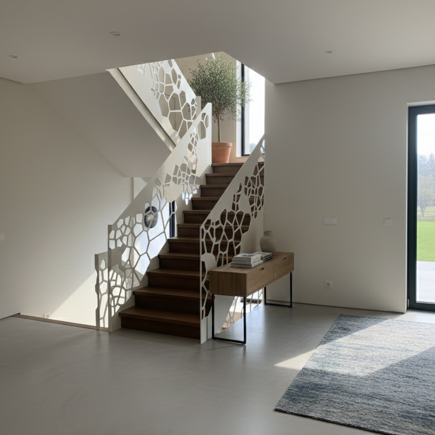 Balustrada terasa |metal| balcon scari | moderna interior | exterior | model fagure |alb