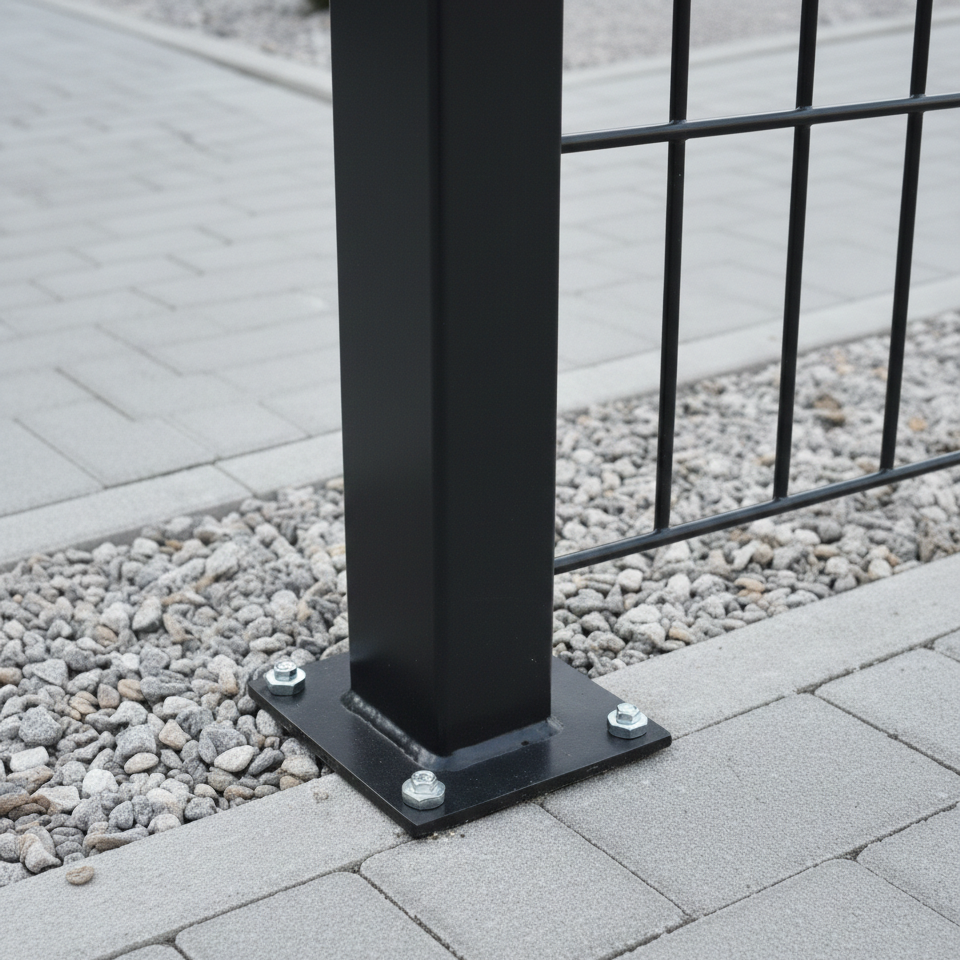 Talpa stalp metalic gard | suport poarta | grosime 2mm | patrat