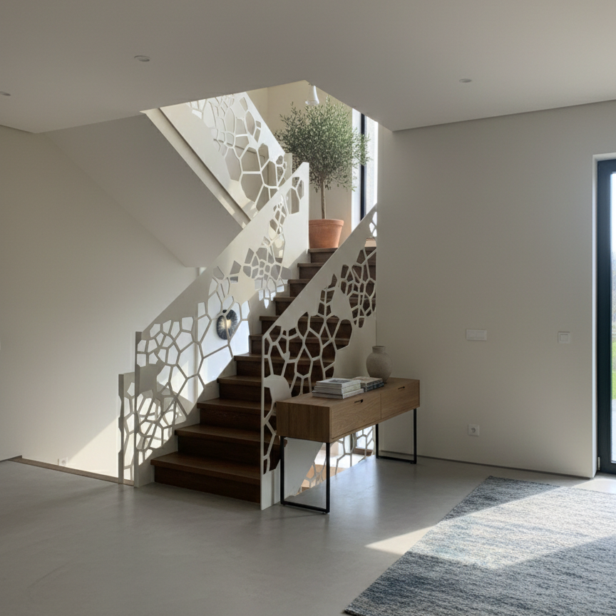 Balustrada terasa |metal| balcon scari | moderna interior | exterior | model fagure |alb