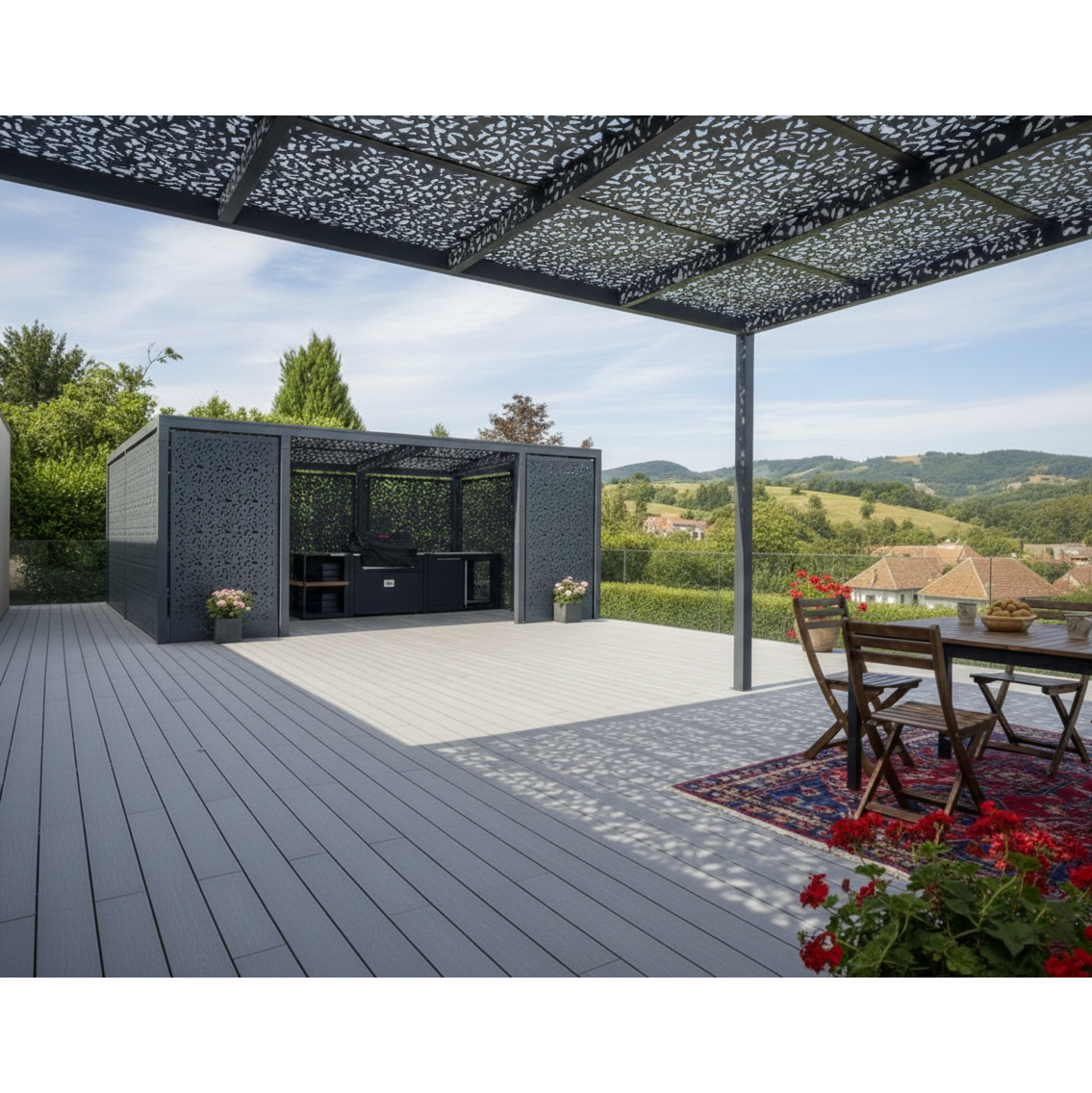 Pergola metalica |foisor|structura metal pavilion de gradina |panouri debitate cnc