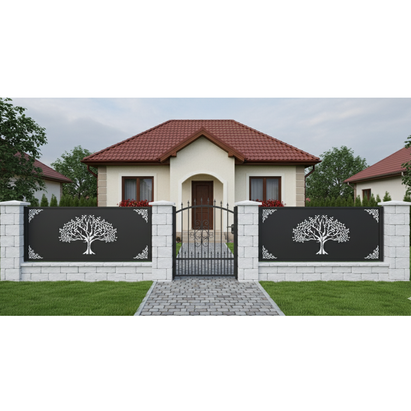 Panou de Gard Metalic debitat Laser cu modele, Apex