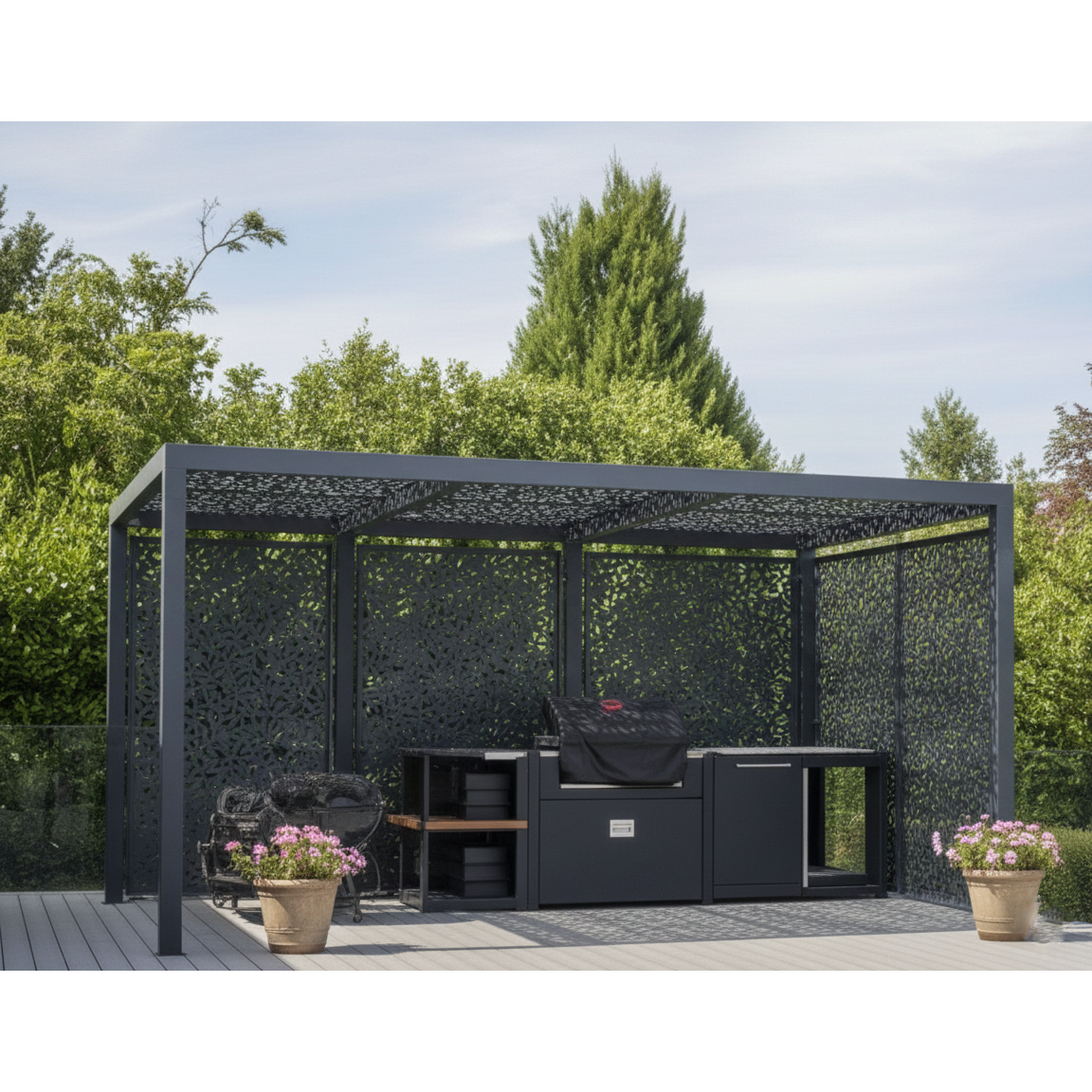 Pergola metalica |foisor|structura metal pavilion de gradina |panouri debitate cnc