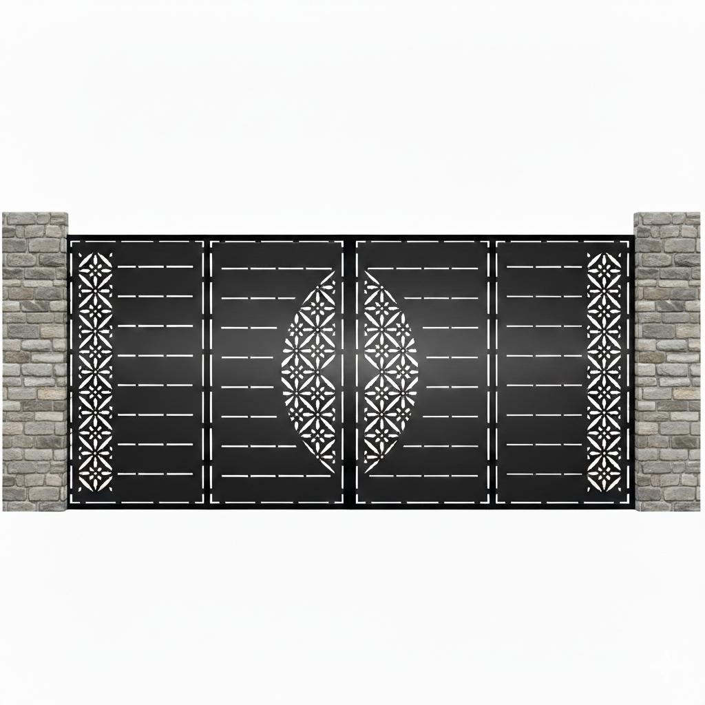 Poarta Metalica acces Auto debitata Laser cu Modele, Fractal