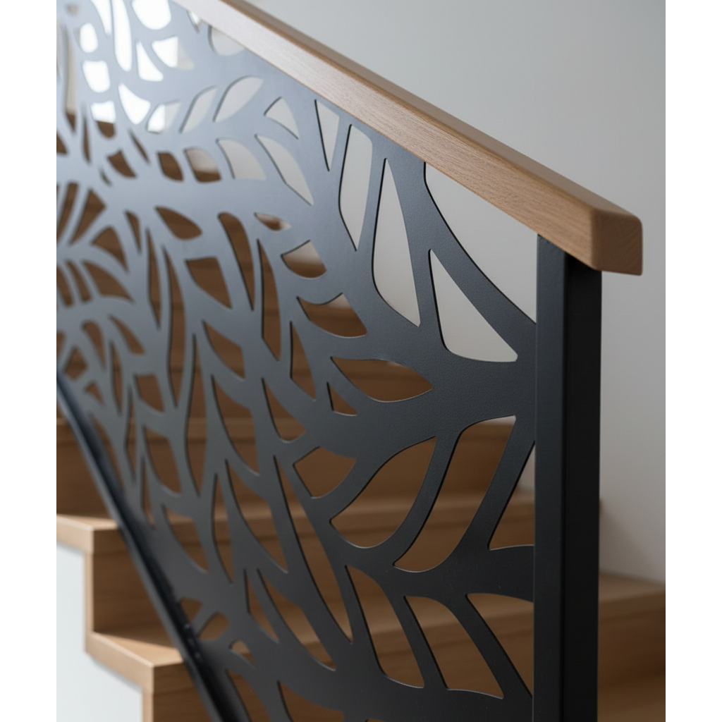 Balustrada terasa |metal| lemn| balcon scari | moderna interior | petal