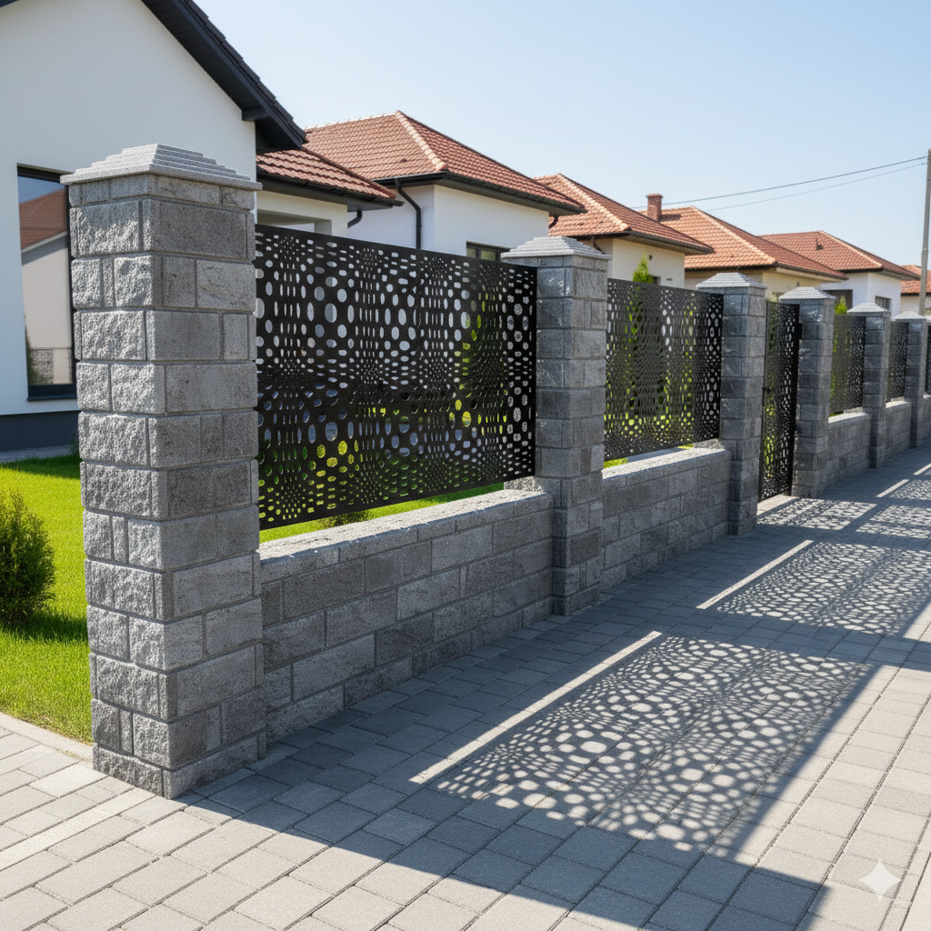 Panou de Gard Metalic debitat Laser cu modele, Rustica