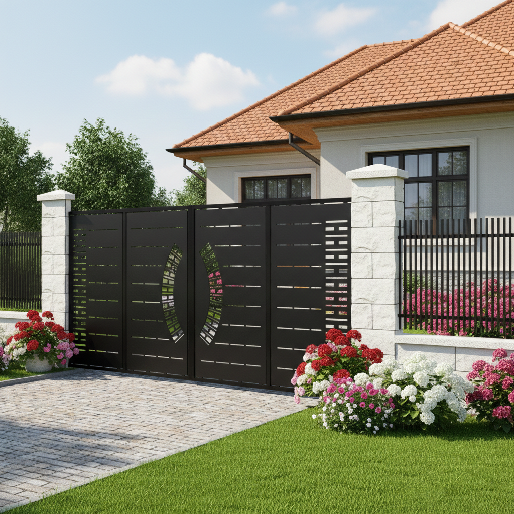 Poarta Metalica acces Auto debitata Laser cu Modele, Aura
