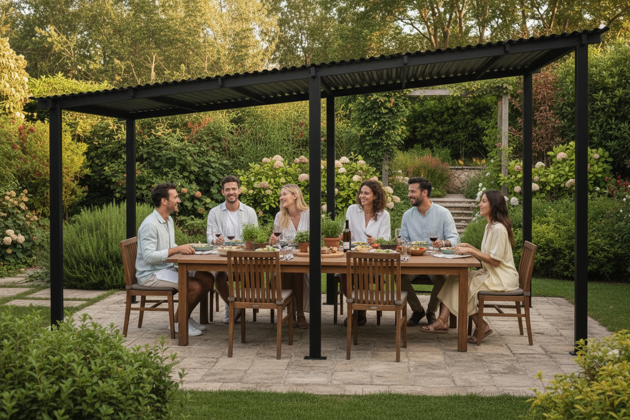 Garaj,Pergola,Pavilion de gradina,Acoperis Masina, Metal,Modular, 3 x 5 m - BUZ.RO